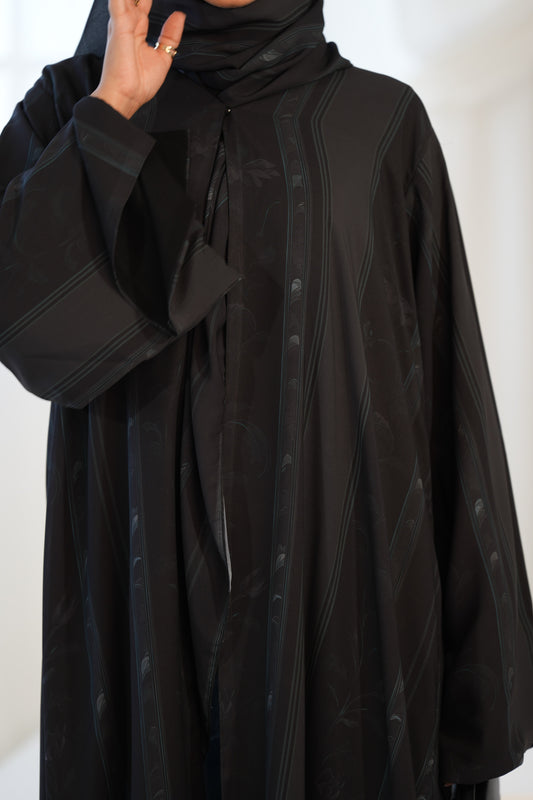 Noir Eclipse Chiffon Open Abaya