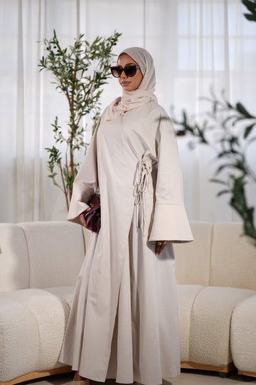 Linen/Cotton Wrap Abaya in Cream with matching chiffon hijab