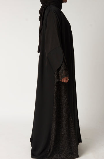 Open Occasion Abaya - 2-Piece Set (Layali) - with Underdress with Nursing Front zip