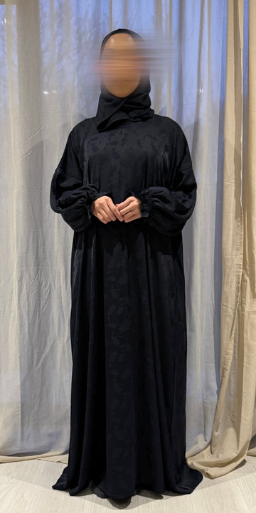 Black Jacquard (Jamila) - Abaya with attached hijab
