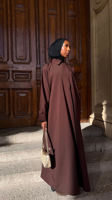Chocolate Trench Shirt Abaya