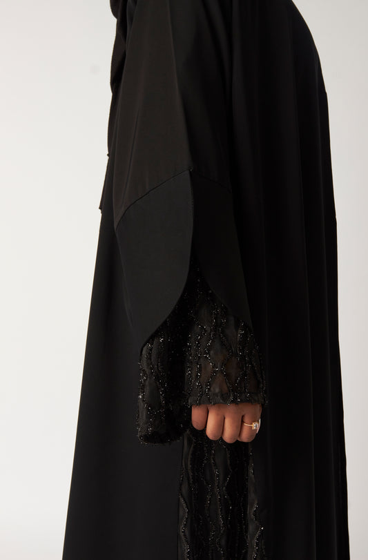 Open Occasion Abaya - 2-Piece Set (Layali) - with Underdress with Nursing Front zip