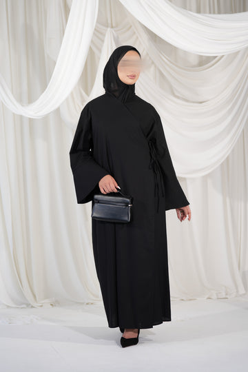 Linen/Cotton Wrap Abaya in Black with matching chiffon hijab