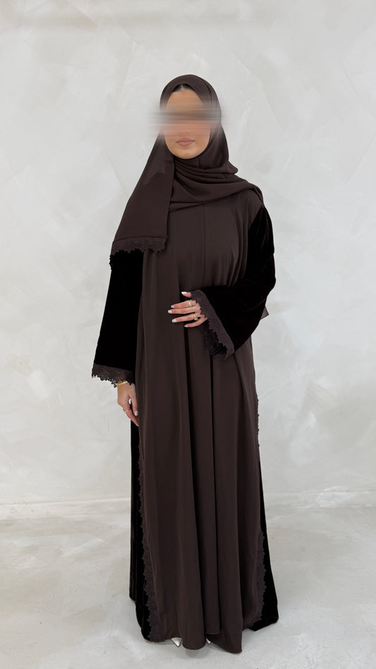 Cacao Velvet Lace Nidha (Malika ) with matching hijab