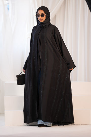 Noir Eclipse Chiffon Open Abaya