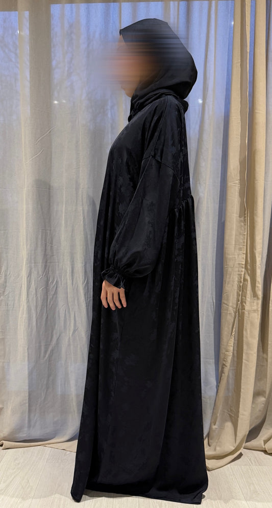 Black Jacquard (Jamila) - Abaya with attached hijab