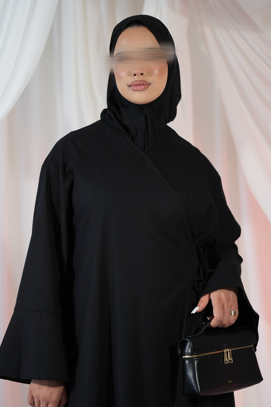 Linen/Cotton Wrap Abaya in Black with matching chiffon hijab